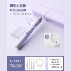 圖圓圓優選 寶寶掏耳勺發光帶燈挖耳勺兒童專用軟頭鑷子套裝, 紫色一件套, 1個