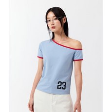 매장정품 오드스튜디오 ODDSTUDIO 키치 스타 원 숄더 티셔츠 - SKY BLUE OO5MFRT102SB 126357