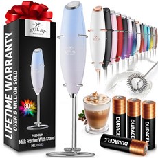 줄레이 키친 강력한 밀크 프로더 지팡이 듀라셀 배터리 2개 포함 - 초고속 휴대용 음료 믹서 커피 라떼 카푸치노 말차 핫 초콜릿 크리머용 전기 거품기 블랙, Z1 모터 맥스 + AA 듀라셀, Cloud