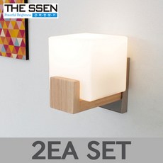 더쎈 우드 큐브 1등 벽등 E17 DS, 우드바디 2개