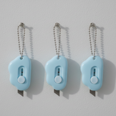 언박싱 미니 택배 커터칼 고리형 걸이형 구름칼 문구용 사무용 3개입, 1개, 스카이블루