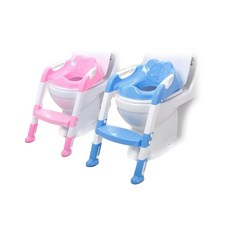 【Hi-toys】熊貓造型可折疊階梯式兒童輔助坐便器 寶寶學習馬桶梯 防滑穩固, 藍色