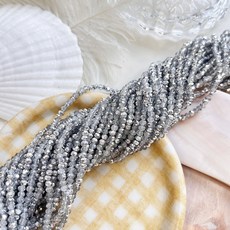 [1줄]2mm 크리스탈 투톤 론델컷 투명 실버 2-200-7 비즈공예 악세사리재료