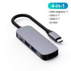 USB 3.1 -C To HDMI 어댑터 4K Thunderbolt C 허브 3.0 2.0 TF SD 리더 슬롯 PD 60W 분배기 MacBookPro Air, [01] 4 in 1 hub, 01 4 in 1 hub