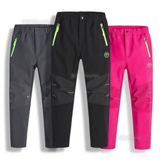 夏之星秋冬戶外兒童軟殼衝鋒褲男女童登山滑雪褲中大童防風刷毛保暖長褲