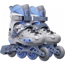 인라인 스케이트 롤러 스케이트 인라인 신발 4 가지 크기 조절 식 성인 어린이 어린이 유전자 초보자 메쉬 통기성 내마모성 충격 흡수 롤러 신발 롤러 운동 야외, 회색, S(180-210mm)