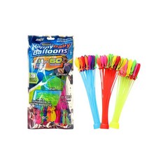 HappyBaby Balloons 灌水球神器 快速注水自封水球 免打結設計 玩水派對必備 111顆多色組, 灌水球神器3束（共111顆/包）, Multi-color