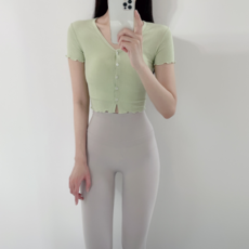 로라벨 로망 반팔 필라테스복 요가복 커버업 운동복