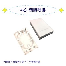 4芯 塑膠款 壁掛式 終端箱 可搭配SC雙芯或LC4聯耦合器, 1個