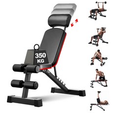 NewBoy 가정용 헬스 벤치 인클라인 벤치 각도조절 벤치 다기능 접이식 싯업 플랫 스틸 프레임 고밀도 폼 벤치프레스 덤벨 복근 운동 최대 하중 150kg 보관 용이, 붉은색