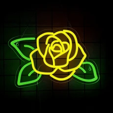 꽃병 네온사인 벽 장식용 LED 장미꽃 침실 소녀방 파티 상점 USB 조명, 02 I