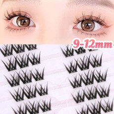 WooBerry 노글루 속눈썹 화려한 인형 속눈썹 볼륨 러블리 아이래쉬 10-12mm 풀이 필요없음 60PCS, 1개, 블랙