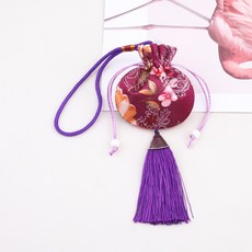 梅花刺繡香囊護身符香包 端午節慶典禮品 DIY空袋束口袋禮物袋, 1個, 深紫色牡丹