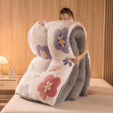 열 겨울 양털 벨벳 퀼트 두꺼운 플란넬 및 양면 벨벳 양모 담요 침대용 이불 3.5kg, 02 6