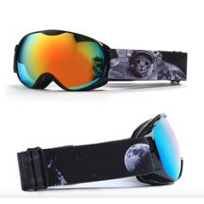 貓咪太空人滑雪護目鏡，防紫外線防霧，冬季運動必備, 黑框紅片（貓咪）, 1個