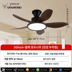 52QUAD 작은방실링팬 천장형 선풍기 천정 미니실링팬 실링팬, 천장 장착 30 월넛우드패턴 리모컨 B