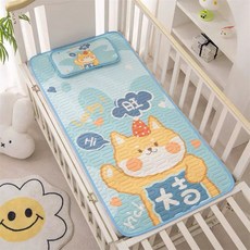 2024新款幼稚園午睡墊 嬰兒涼席 冰絲 乳膠 涼感睡墊 幼兒午休三件組, 1個, 旺旺大吉「枕頭偏小」,小號【豪華款】120*60