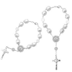 자동차 묵주 및 십자가 펜던트 자동차 액세서리 2개 백미러 걸이 장식품 (실버), 실버