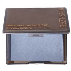 MINSHZEE 粉撲型吸油紙 竹炭吸油面紙 附鏡子盒, 1個, 100個裝