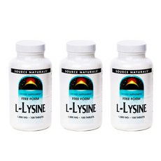 SOURCE NATURALS L-離胺酸補充錠 1000mg, 100顆, 3罐