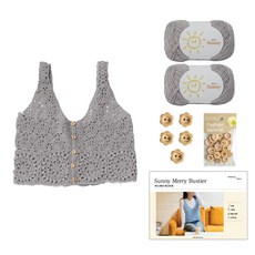 [DIY패키지] 써니 메리 뷔스티에 (써니 2볼+ 레터링 플라워 나무단추 +인쇄도안), 129 라이트그레이, 1세트