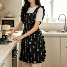 리본 카페앞치마 앞치마 빅사이즈앞치마 다각 활용, 1개, 블랙