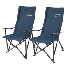 캠프빌리지 네츄럴 롱 릴렉스 체어 + 보관가방 세트 2개, 네이비, 2세트