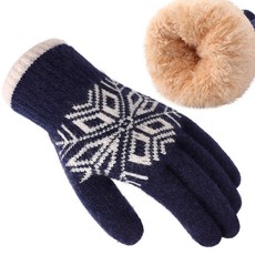 TriFABRIC 패브릭y 여성 및 남성용 겨울 장갑 울 겨울 장갑 따뜻하고 두꺼운 플리스 터치 스크린 장갑 추운 날씨용 네이비 블루 단일 사이즈