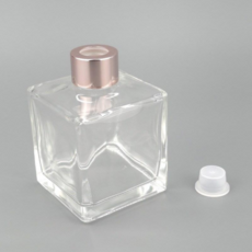 200ml 사각 투명 디퓨저 용기 캡+속마개포함, 1개, 로즈골드캡