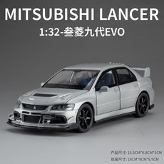 模型車 Mitsubishi Lancer Evolution IX EVO 9代 三菱 聲光 迴力車 1:32, 銀色, 1個