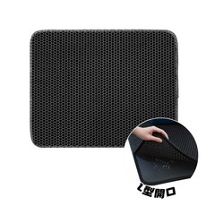 超大雙層貓砂墊 120cm特大貓砂墊 EVA防水落砂集中墊 網格貓沙墊, 1個, 黑色【70X120】L大開口, 黑色