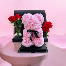 도모도 향기나는 플라워 인형 베어 명품향 장미디자인 기념일 생일 행사 선물용 핑크, 미스 오드 블루밍(디올type)