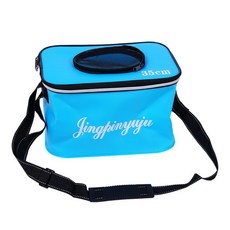 加厚EVA釣魚桶 活魚桶 可折疊 手提 水桶 路亞工具箱 釣具箱 釣蝦箱 收納盒, 折叠钓鱼桶随机,35*23*20【有背带无提手】