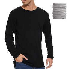 MERINNOVATION 메리노 울 베이스 레이어 남성용 100% 셔츠 보온 속옷 LS 티셔츠 라이트 미드웨이트 차콜 165 L_132061, XX-Large_132061, Black 250