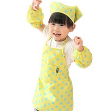 플리에 방수 앞치마두건토시세트, 노랑민트땡