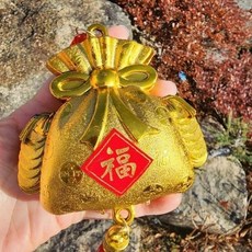 금색 복주머니 장식 자동차 룸미러 걸이 재물운 무사고 기원 차량용 인테리어 소품, 상세페이지 참조