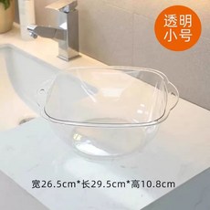 대야 투명 세면대 투명 세숫대야 원형 화장실 세면 세수대야 강화유리 대형 깊어진 두꺼워지고, 1개, K. 소형 사각형 투명 세면대 P 소재