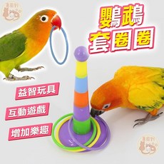 鸚鵡套圈圈益智玩具 互動訓練 彩色智力開發鳥類玩具, 1個, 鳥玩具_套圈圈