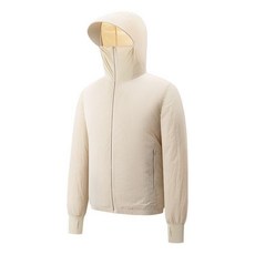 男女空調服UPF50+ 防曬透氣可拆卸帽檐, 1個, 杏色衣服一件無配件,4XL 180-200