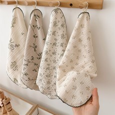 헤이만바 수건세트 120g 40수 면사 타올 먼지없는 순면 답례품 손수건 거즈행주, 그린슈트, 4개