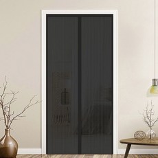 (주)에이스샵 사은품증정(벨크로 테이프 및 압정) 프리미엄 자석모기장(대형)120x210cm 현관방충망 자석 현관문방충망 문발, 블랙(120x210cm)