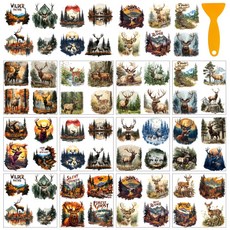 PVC 열전사 스티커 창문 컵 화분 데코 14x14cm 12장세트 12가지 디자인, 사슴