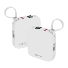 볼턴 볼트고 미니 고속충전 보조배터리 10000mAh 22.5W 8핀 C타입 일체형 케이블 LCD 잔량표시 QC 3.0 PD 3.0, 화이트, 볼트고10000