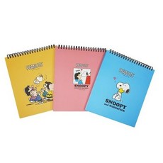 피너츠 스누피 상철 그리드 노트 3종, BLUE, PINK, YELLOW, 30개