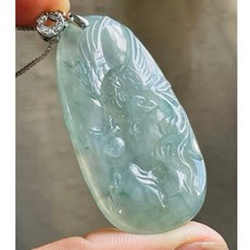 A貨翡翠老坑冰飄花雙面雕鳳牌，精緻手工雕刻，鳳凰呈祥，寓意機遇與成功, 1個