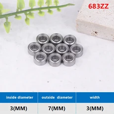 10Pcs 683 684 685 686 687 688 689 ZZ 2Z 소형 깊은 홈 볼 베어링 금속 차폐 소형 베어링 ID 3 4 5 6 7 8, 04 683ZZ