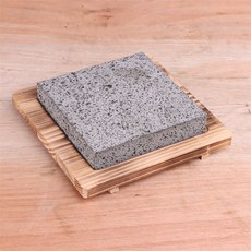 불판 구이판 고기돌판 스테이크돌판 고기 자연석 컴팩트 삼겹살불판 업소용 사각 돌, 18x18x3cm 화산석+나무판, 1개, 1cm