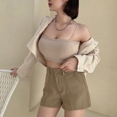 短版細肩帶 Bra top 胸墊 小可愛 平口 女背心 韓系女裝
