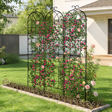 아치 넝쿨 식물 지지대 장미 나팔꽃 덩굴 지주대 격자망 지지대 220x47.5cm 3pcs, 블랙
