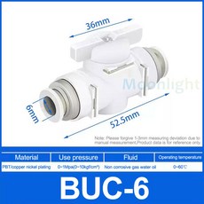 BUC BTC 4mm 6mm 8mm 10mm 회전 푸시인 공압식 전류 커넥터 12mm 제한 수동 스위치 밸브 핸드, BUC 06(white)